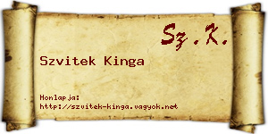 Szvitek Kinga névjegykártya
